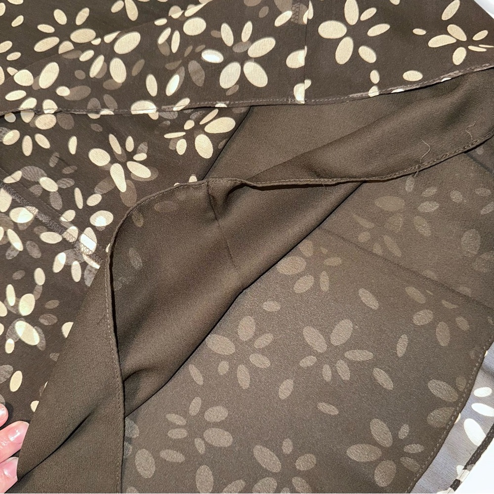 Talbots Vintage Pure Silk Midi Dress Sz 6 Brown Tan Faux Wrap‎ Bow Detail EUC - Picture 15 of 15